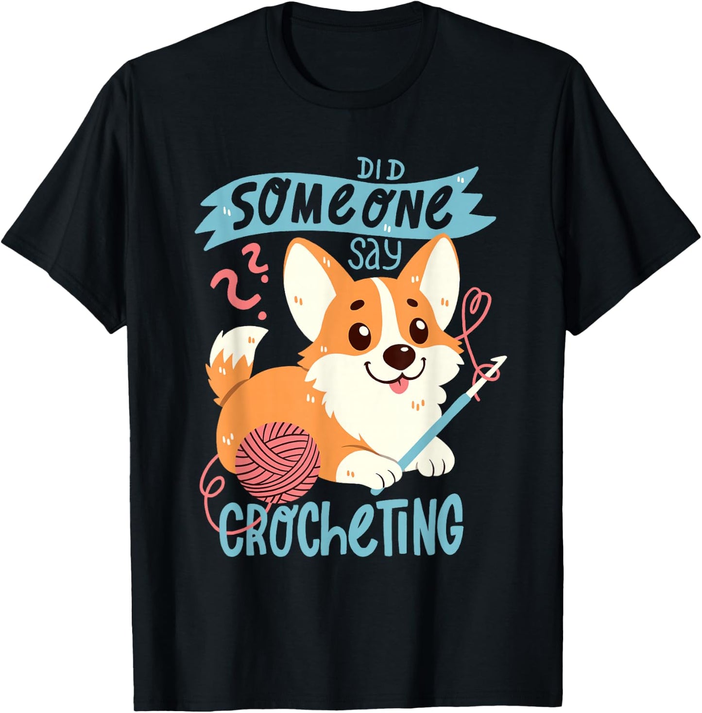 Crochet Corgi T-Shirt - T-Shirt | Black