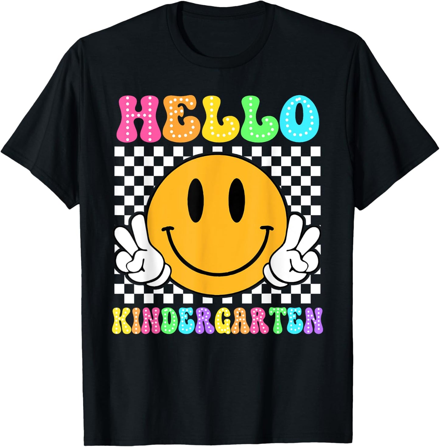 Hello Kindergarten Back to School for Teachers and Students Women Girls Kids T-Shirt - T-Shirt | Black