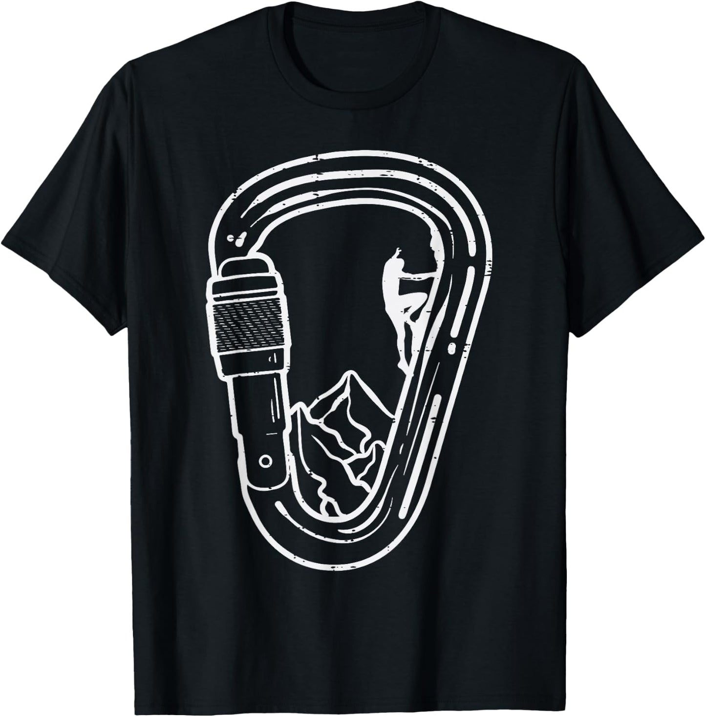 Climbing Carabiner Rock Climber Cool Mountain Men Women Kids T-Shirt - T-Shirt | Black