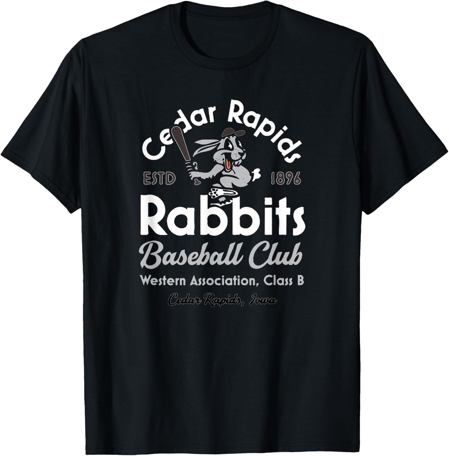 Vintage Cedar Rapids Iowa Rabbits Defunct Baseball Team T-Shirt - T-Shirt | Black