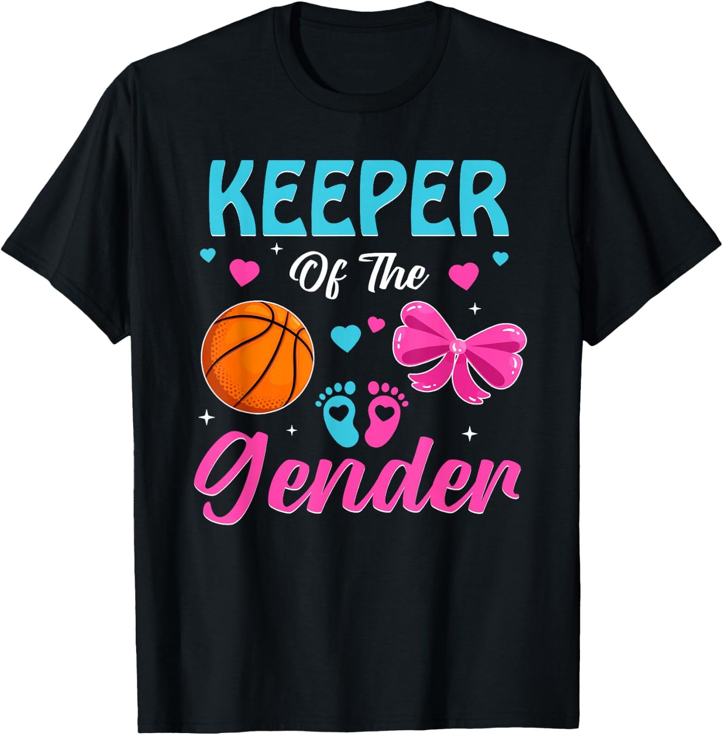 Keeper Of The Gender Basketball Gender Reveal Party T-Shirt - T-Shirt | Black