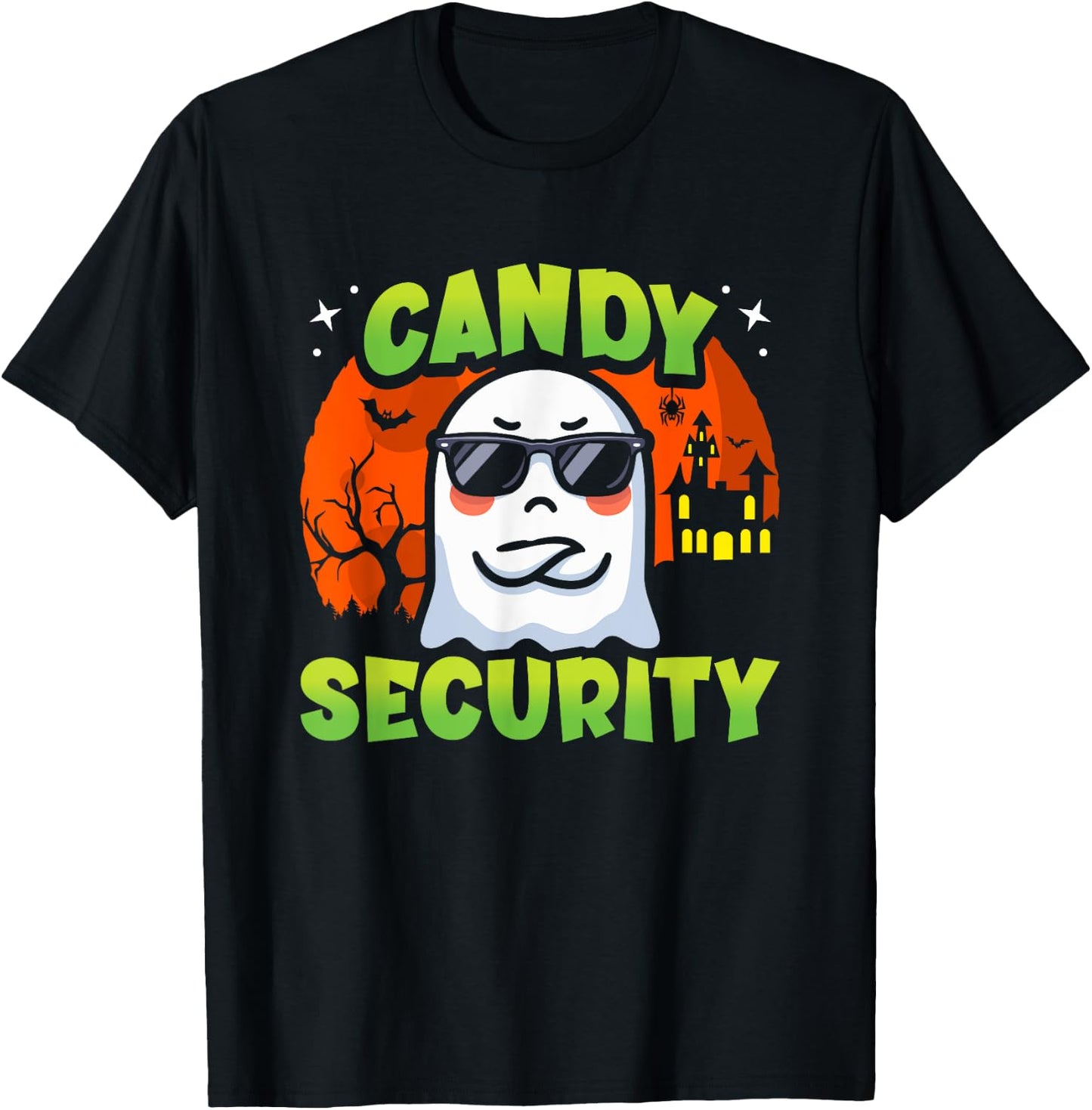 Cute Ghost Kids Halloween - Candy Security - Funny Halloween T-Shirt - T-Shirt | Black