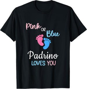 Pink or Blue Padrino Loves You Spain Spanish Godfather T-Shirt - T-Shirt | Black