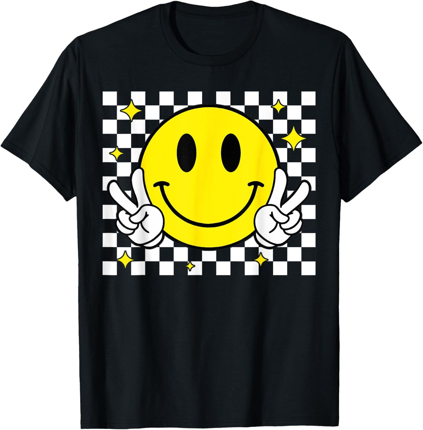 Yellow Smile Face Shirt Cute Happy Peace Smiling Face Kids T-Shirt - T-Shirt | Black