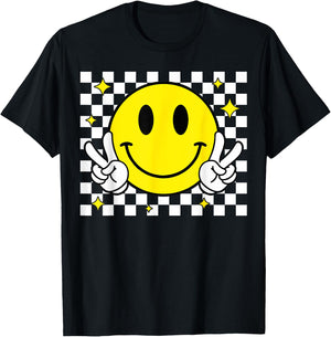 Yellow Smile Face Shirt Cute Happy Peace Smiling Face Kids T-Shirt - T-Shirt | Black