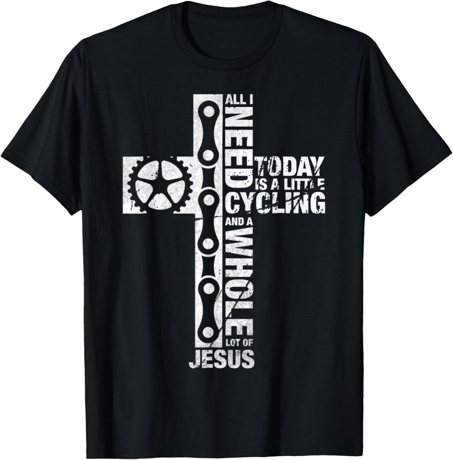 Vintage I Need Is Cycling And Jesus Christian Religious T-Shirt - T-Shirt | Black