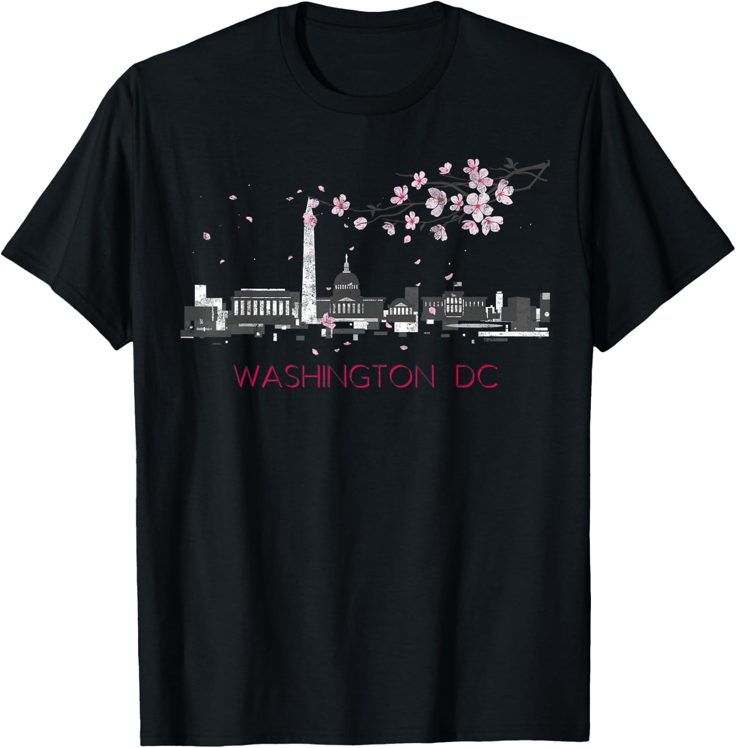 Washington D.C.Vacation Cherry Blossom White House Capitol T-Shirt - T-Shirt | Black