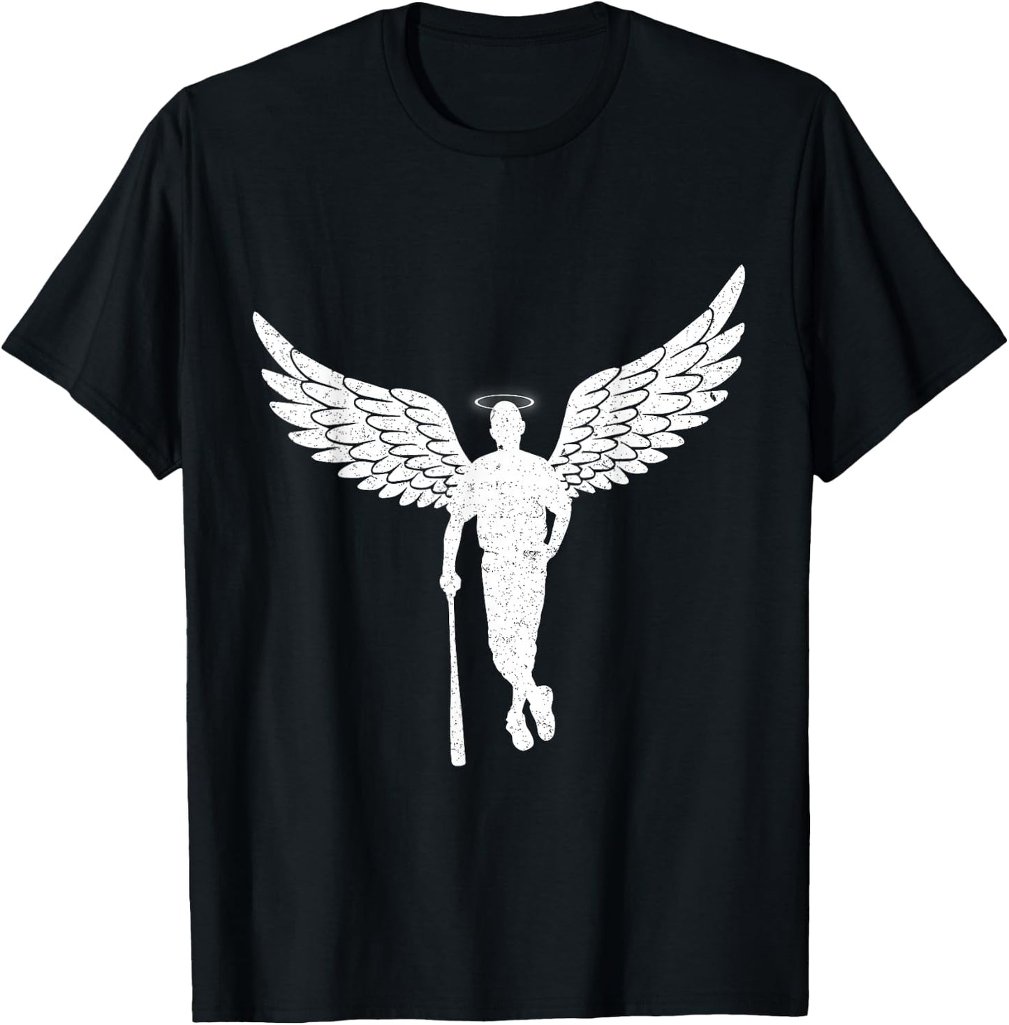 Vintage Angel Baseball Player with Halo And Wings T-Shirt - T-Shirt | Black