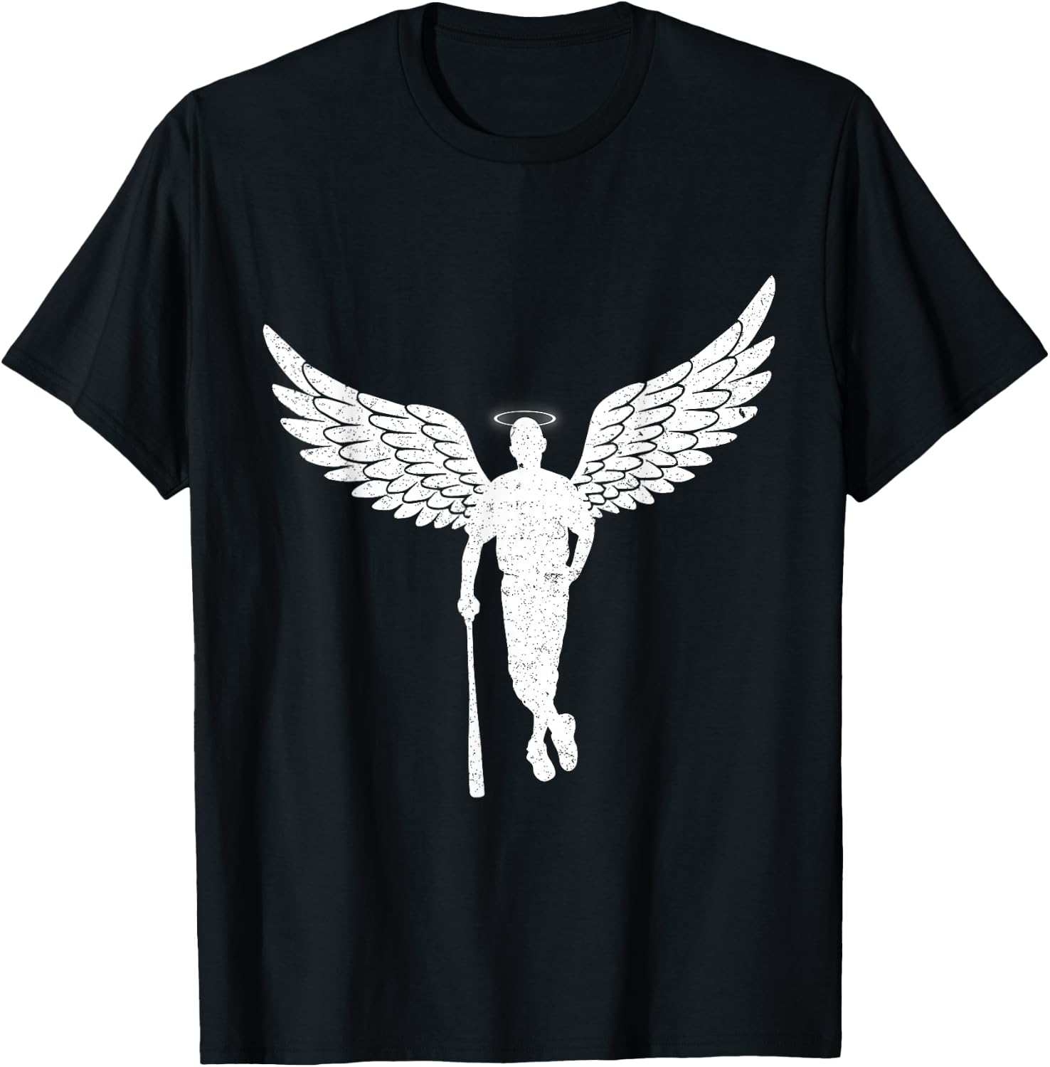 Vintage Angel Baseball Player with Halo And Wings T-Shirt - T-Shirt | Black