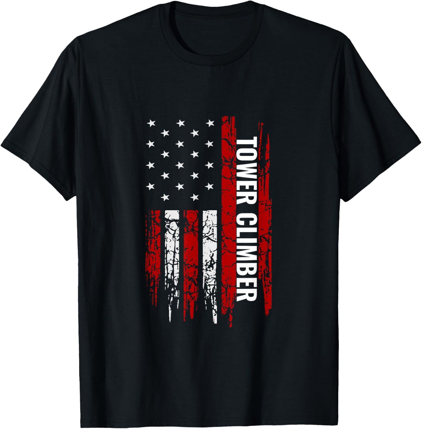 Tower Climber American USA Flag Climbing Men T-Shirt - T-Shirt | Black