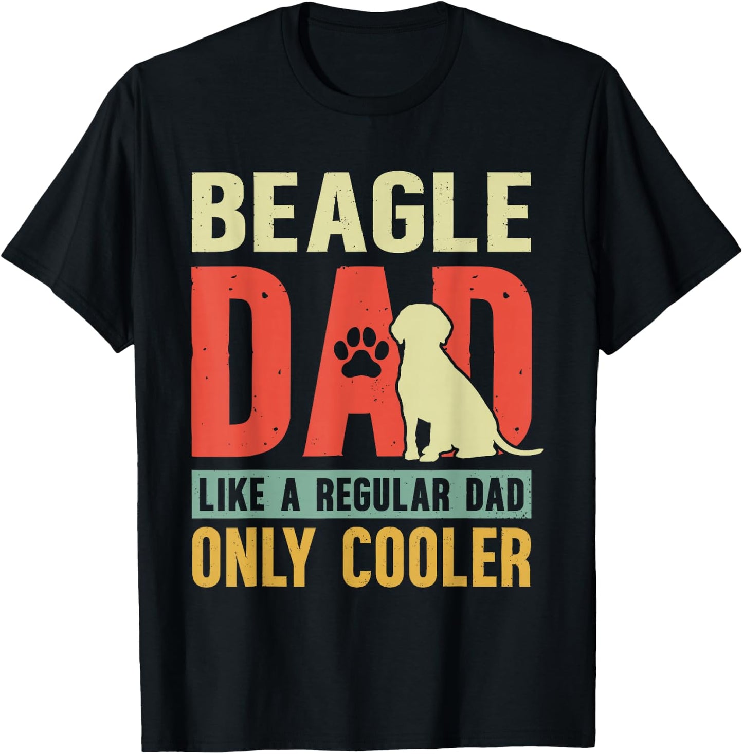 Beagle Dad Funny Father's Day Vintage for Beagle Dog Owner T-Shirt - T-Shirt | Black