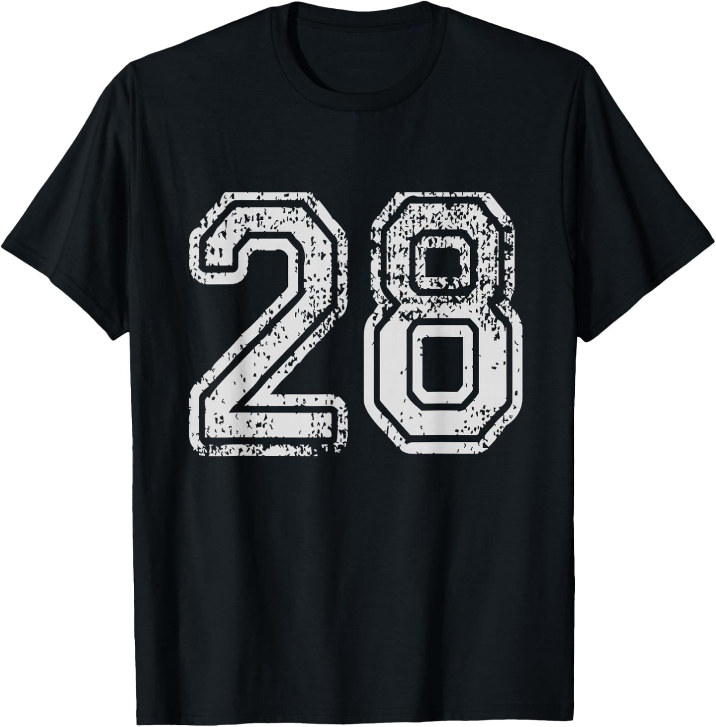 Team Jersey Uniforms Number 28 School Sports 28th Birthday T-Shirt - T-Shirt | Black