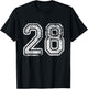 Team Jersey Uniforms Number 28 School Sports 28th Birthday T-Shirt - T-Shirt | Black