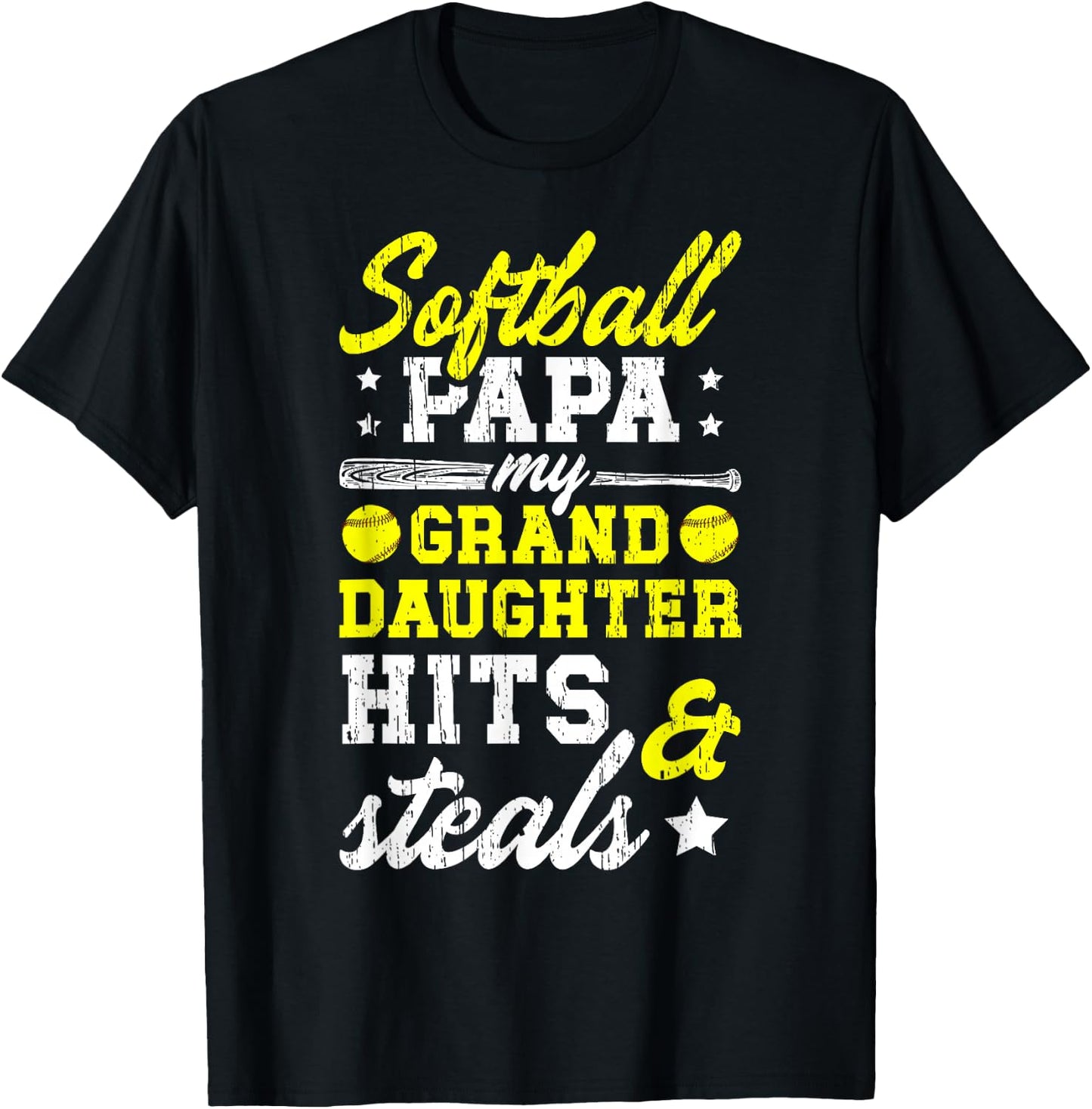Softball Papa Grandpa Funny Papa Of A Softball Player T-Shirt - T-Shirt | Black