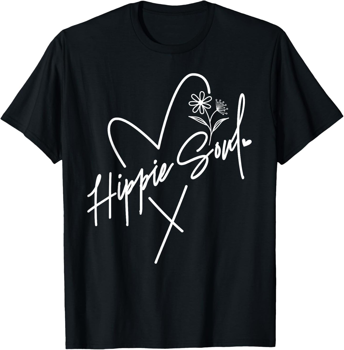 Hippie Soul Boho Flowers Heart Of A Hippie Peaceful Bohemian T-Shirt - T-Shirt | Black