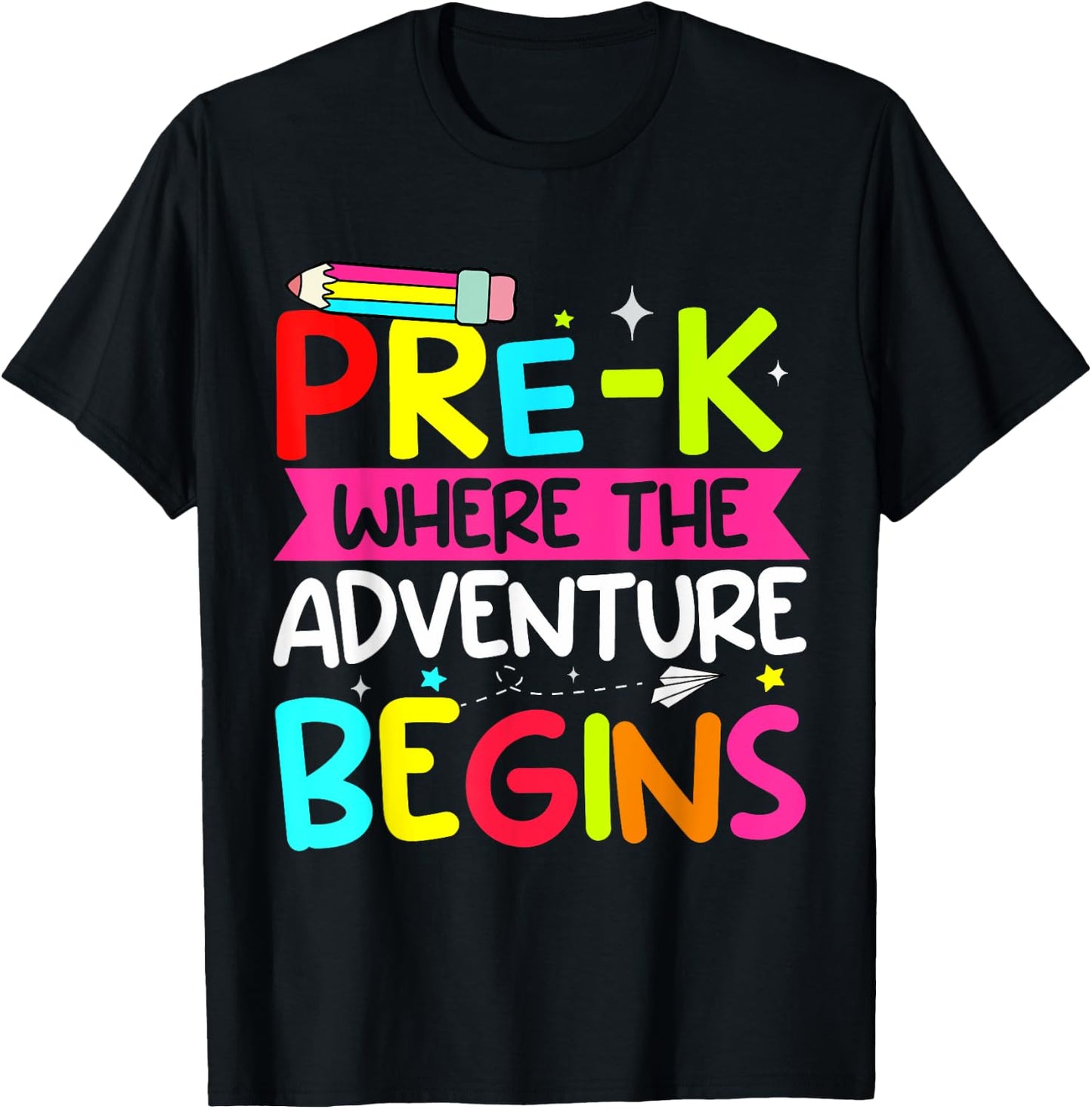 Pre-k Where The Adventure Begins First Day of Prek Teacher Men Women Kids T-Shirt - T-Shirt | Black