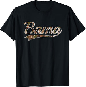 Bama Alabama Camouflage Vintage Inspired Distressed Camo T-Shirt - T-Shirt | Black