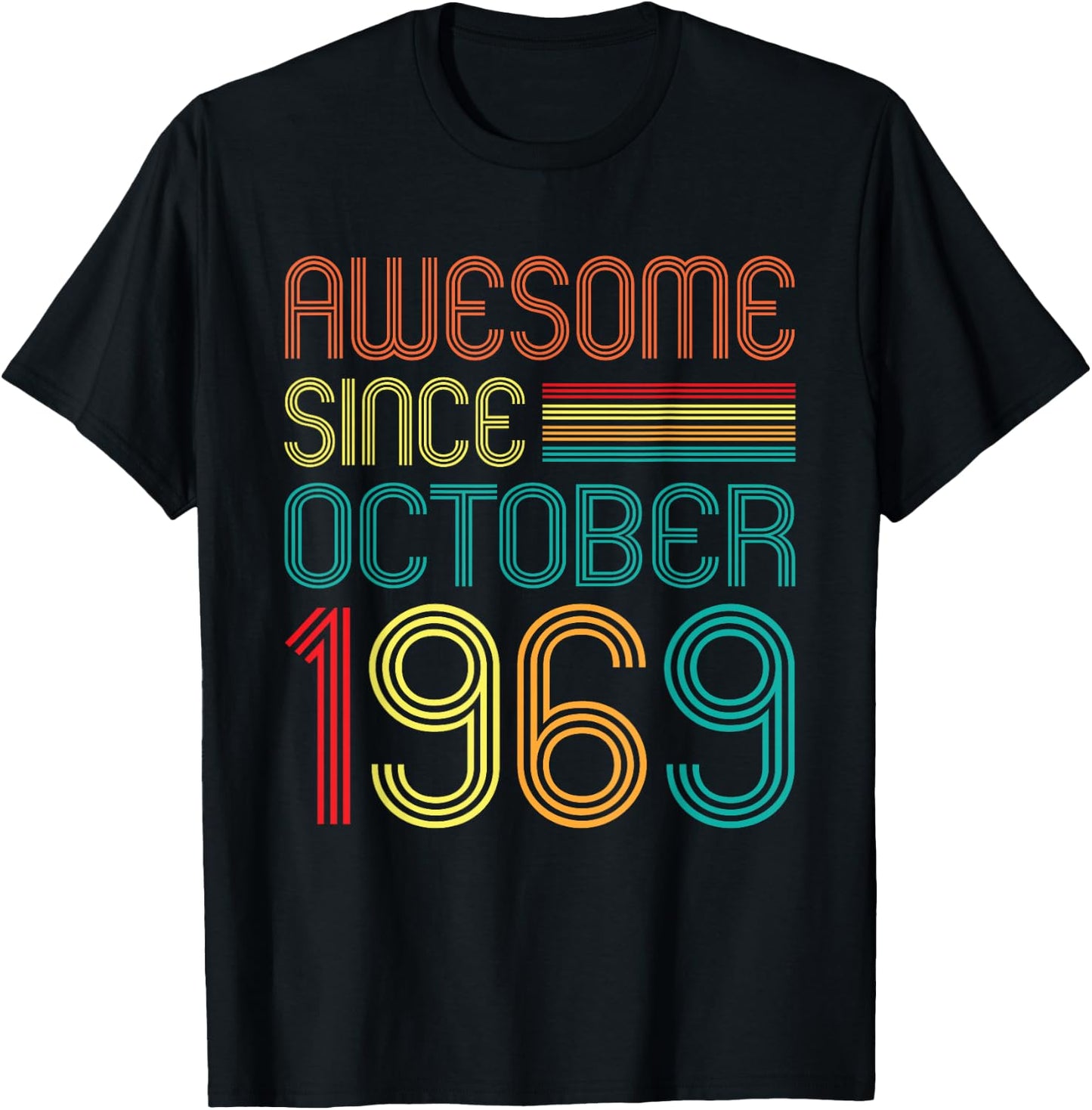 Awesome Since October 1969 Retro 55th Birthday 55 Years Old T-Shirt - T-Shirt | Black