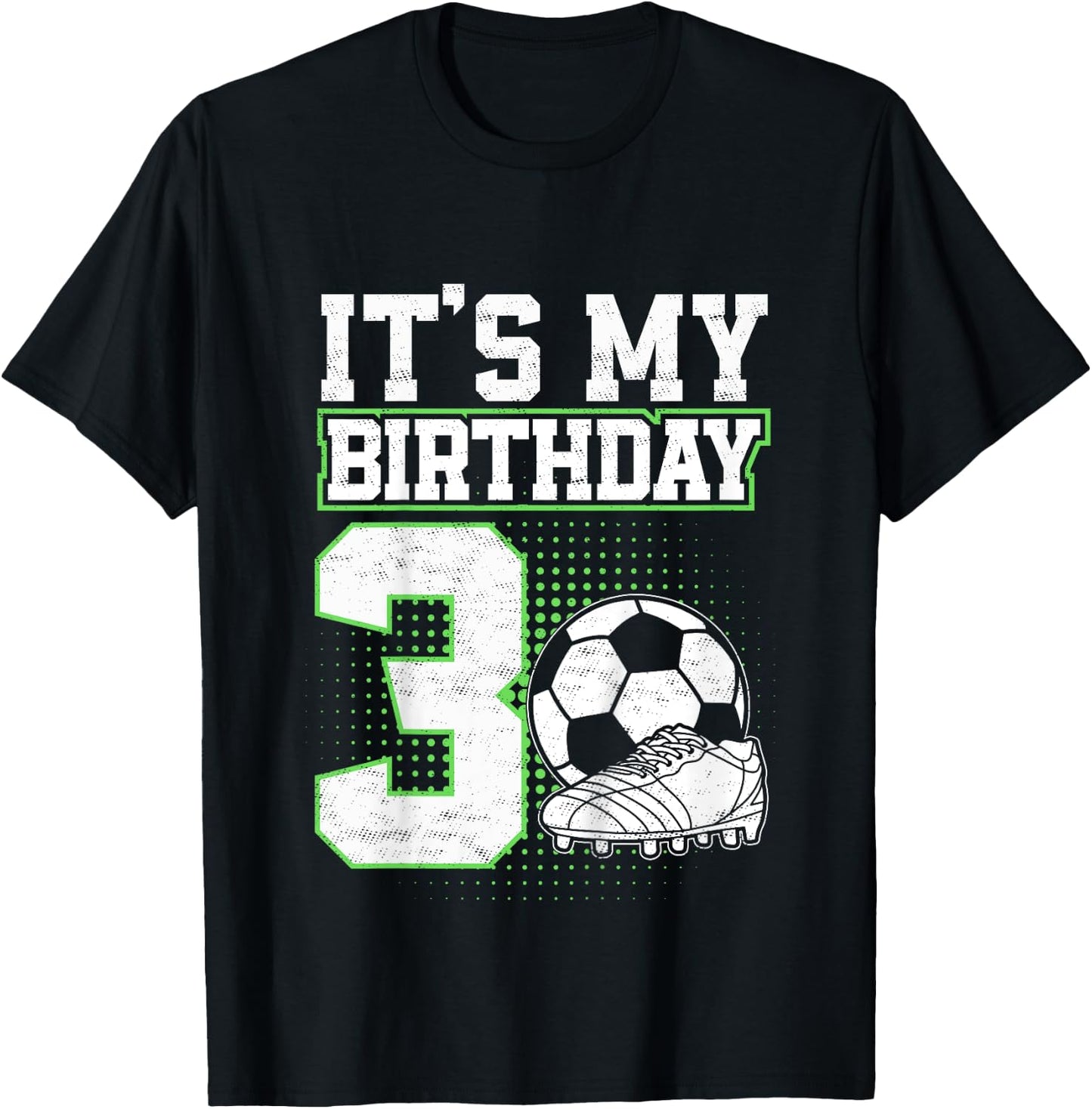 Kids 3 Year Old Soccer Boy Its My 3rd Birthday Soccer Ball T-Shirt - T-Shirt | Black