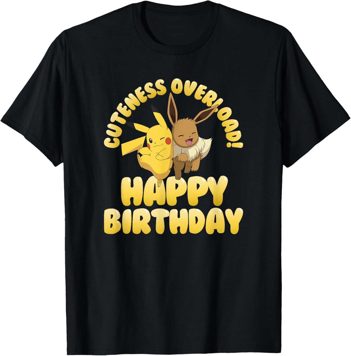 Pokémon Birthday Pikachu & Eevee Cuteness Overload! T-Shirt - T-Shirt | Black