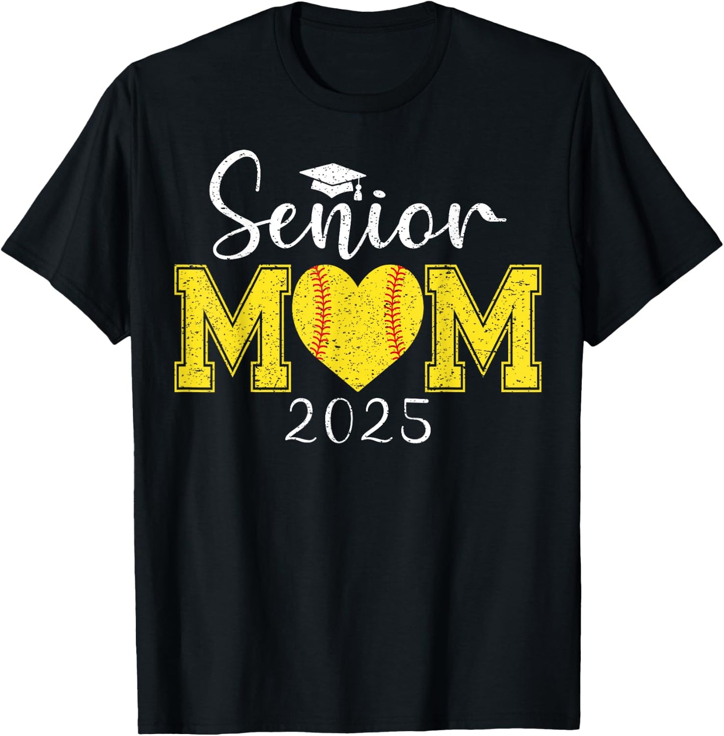 Senior Mom Softball 2025 Class Of 2025 Graduation T-Shirt - T-Shirt | Black
