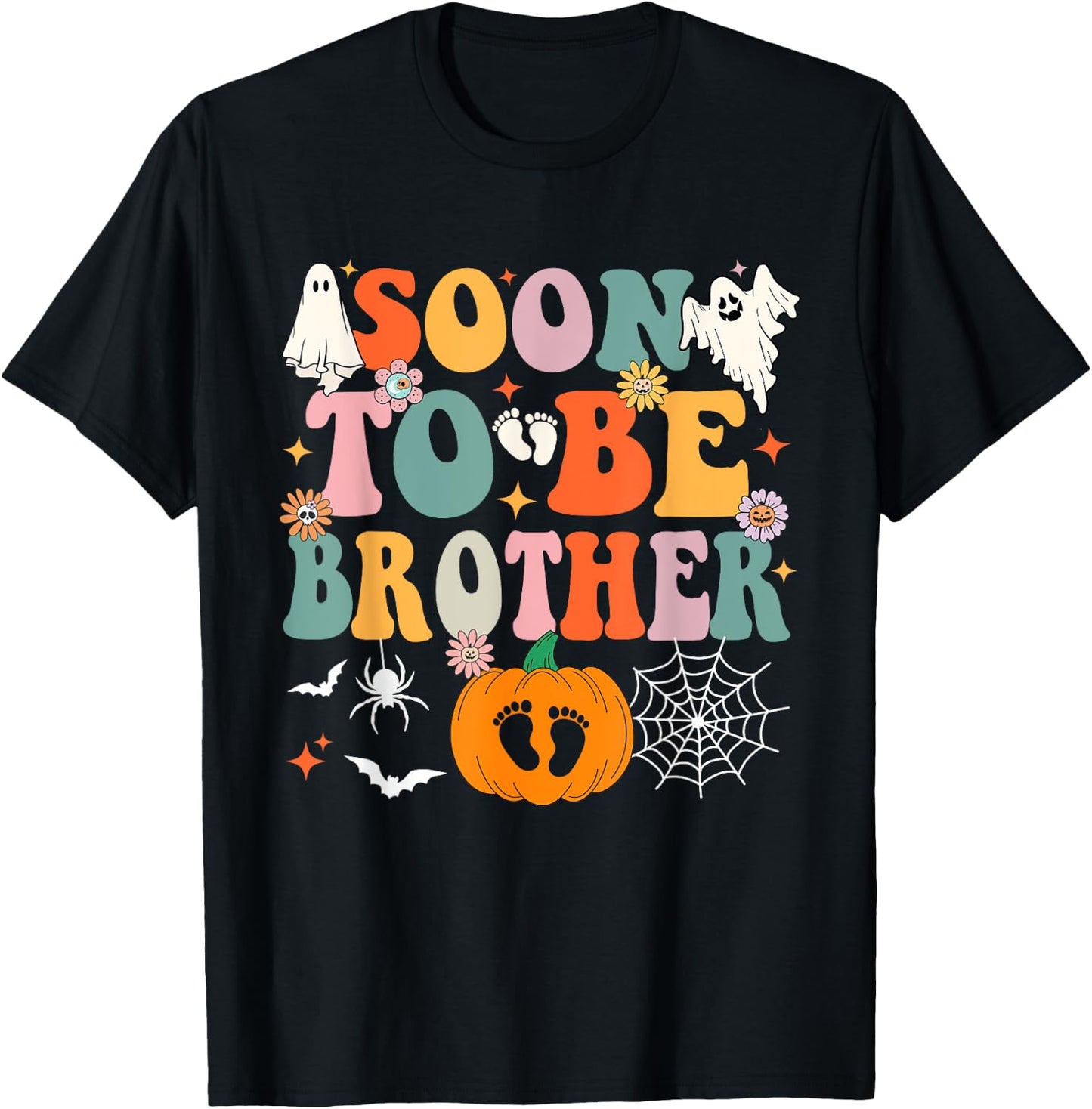 Soon to Be Brother Halloween Pregnancy Announcement Pumpkin T-Shirt - T-Shirt | Black