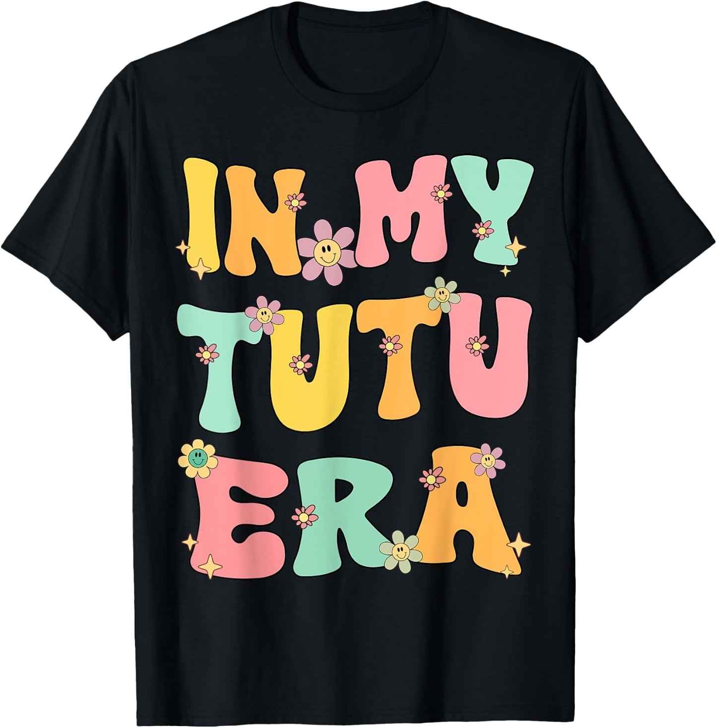 In My Tutu Era Retro Groovy Tutu Grandma Mothers day Cute T-Shirt - T-Shirt | Black