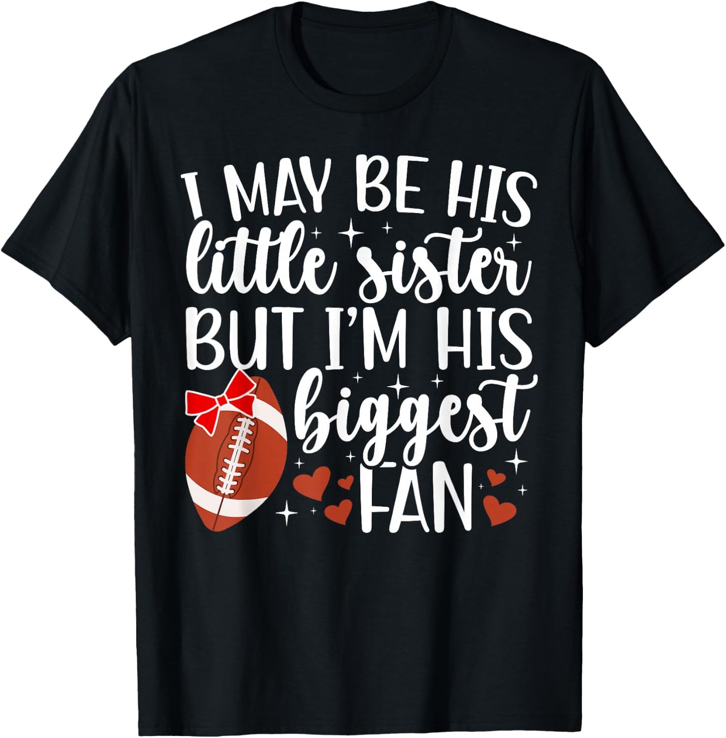Little Sister Football Sister of A Football Player T-Shirt - T-Shirt | Black