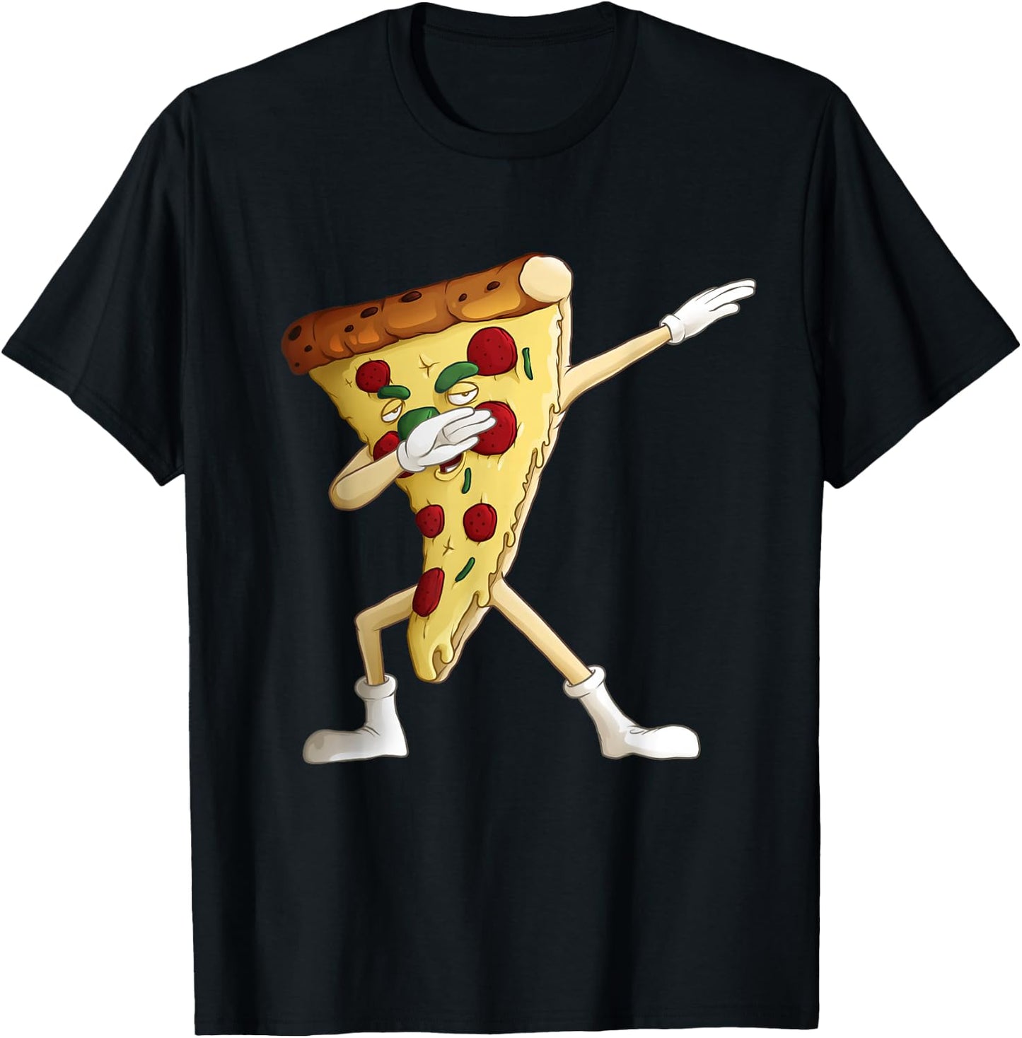 Cool Dabbing Pizza Design For Boys Girls Kids Pizza Lover T-Shirt - T-Shirt | Black