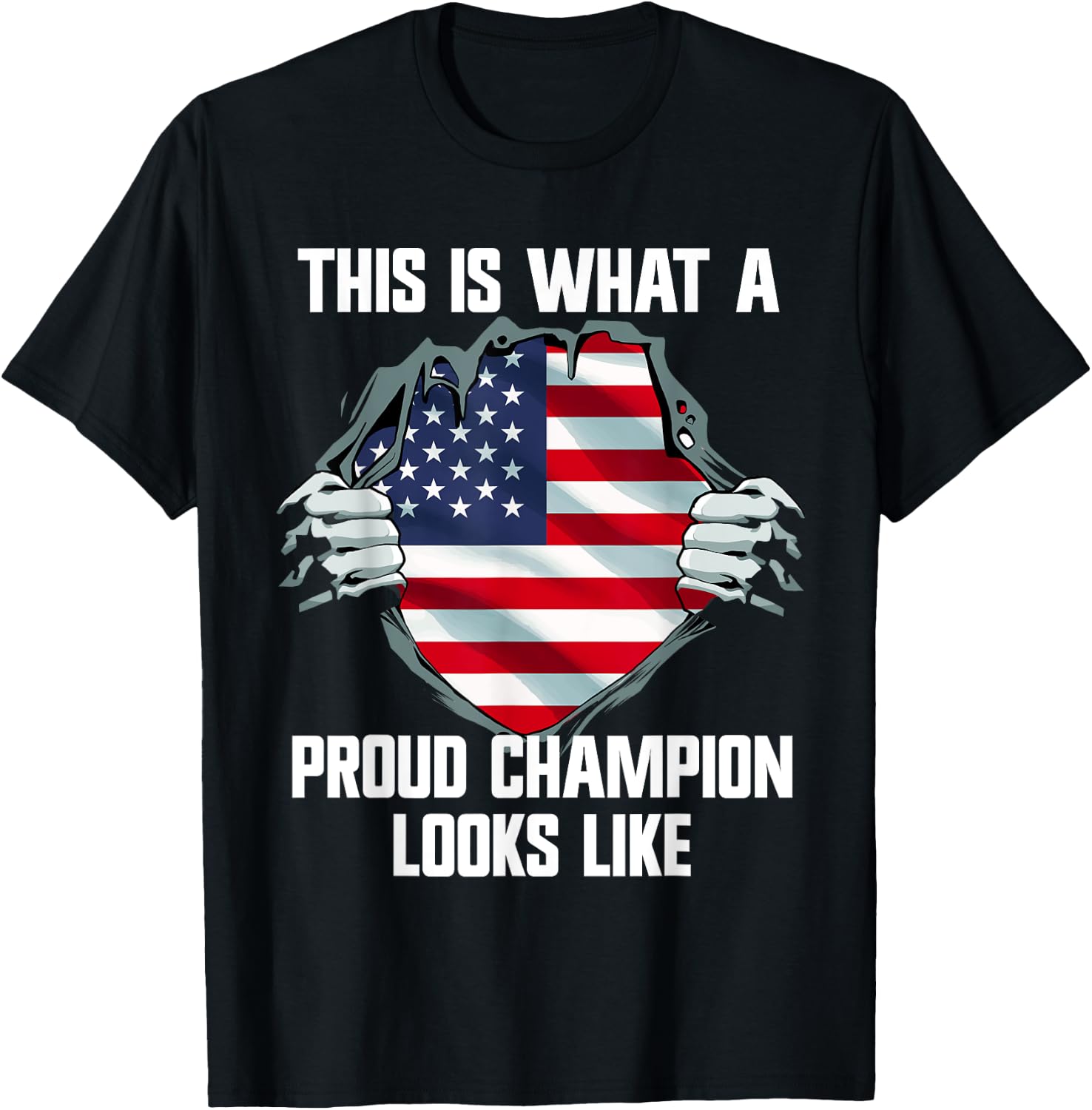 This is what a proud champion looks like - USA flag T-Shirt - T-Shirt | Black