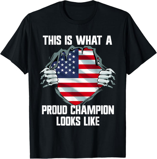 This is what a proud champion looks like - USA flag T-Shirt - T-Shirt | Black