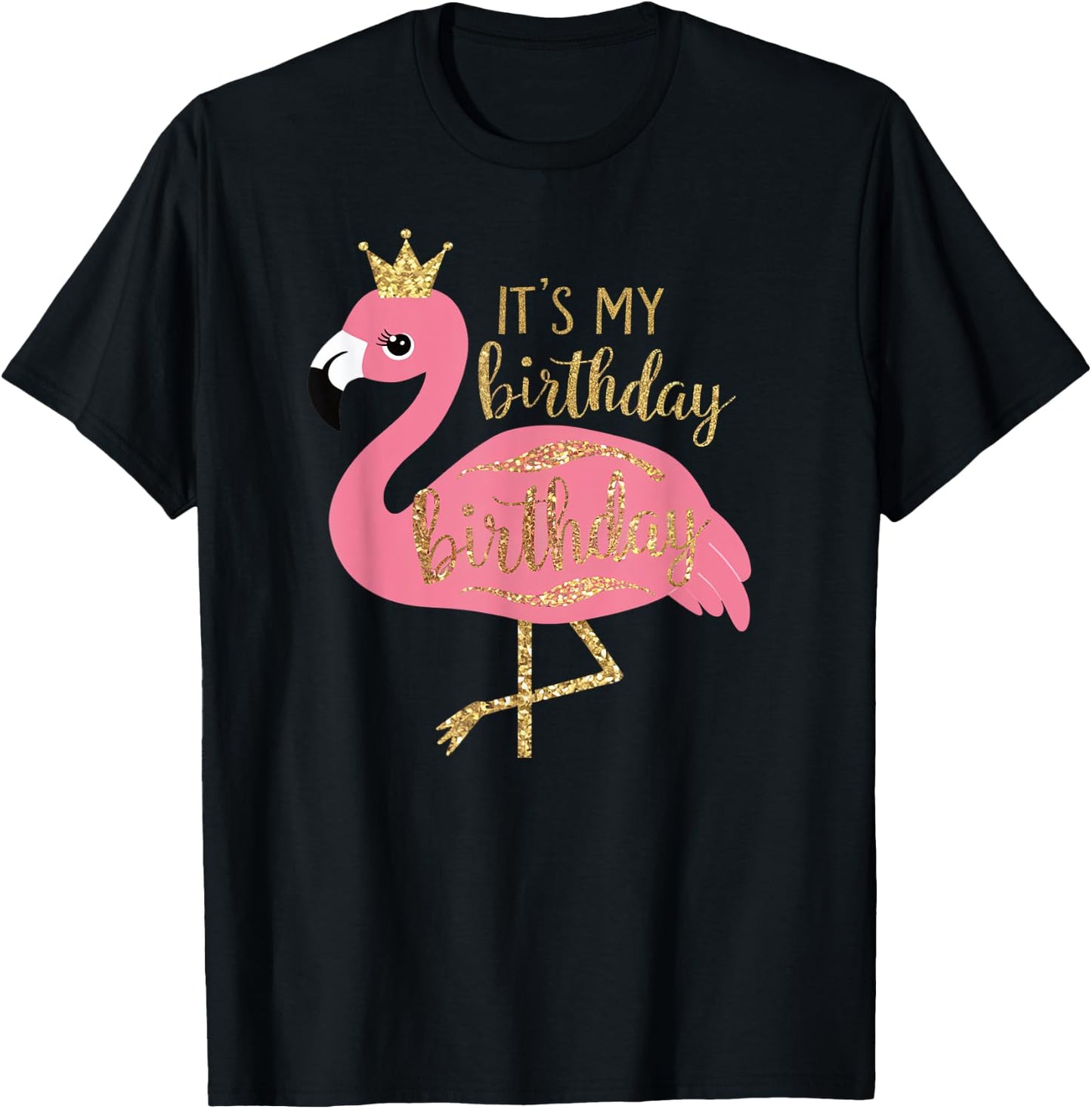 It's My Birthday Princess Flamingo Girls Kids Gifts T-Shirt - T-Shirt | Black