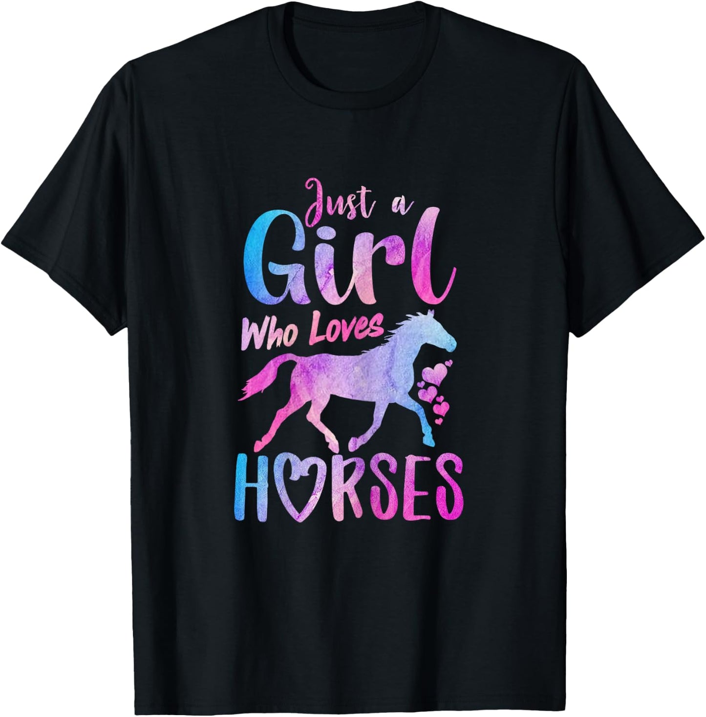 Just A Girl Who Loves Horses Riding Cute Horse Girls Women T-Shirt - T-Shirt | Black