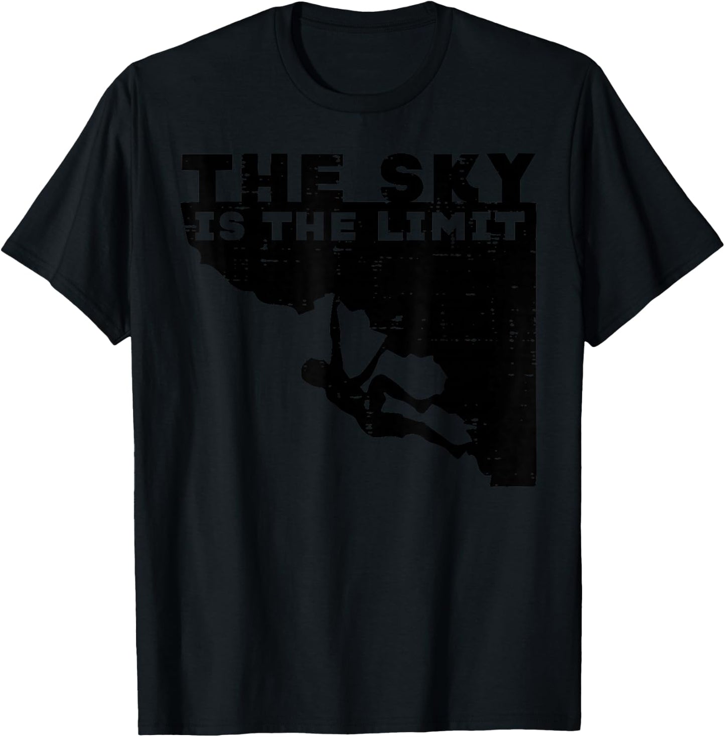 Climbing Sky Is Limit Rock Mountain Climber Men Women Kids T-Shirt - T-Shirt | Black