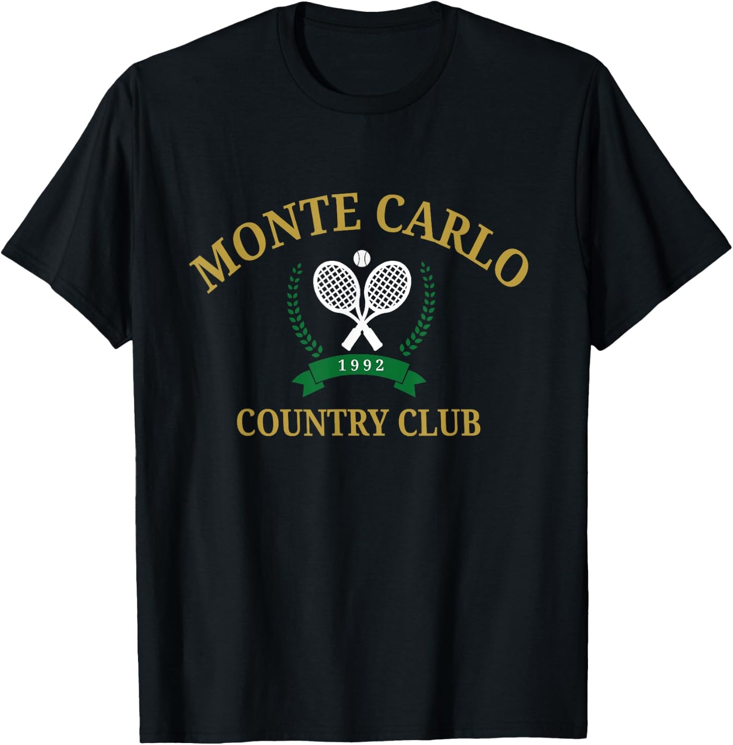 Monte Carlo Country Club Vintage Tennis Aesthetic T-Shirt - T-Shirt | Black
