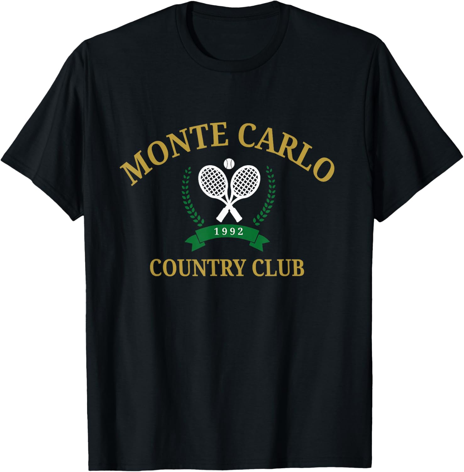 Monte Carlo Country Club Vintage Tennis Aesthetic T-Shirt - T-Shirt | Black