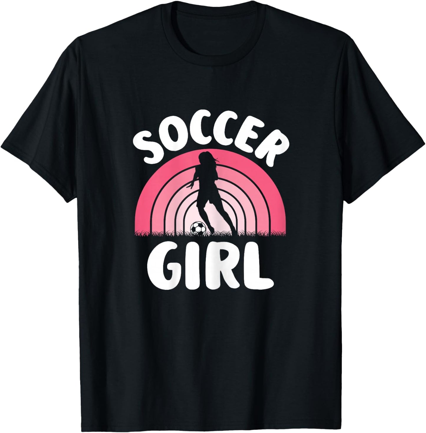Soccer Girl Cute Pink Soccer Lover Women Girls Kids T-Shirt - T-Shirt | Black