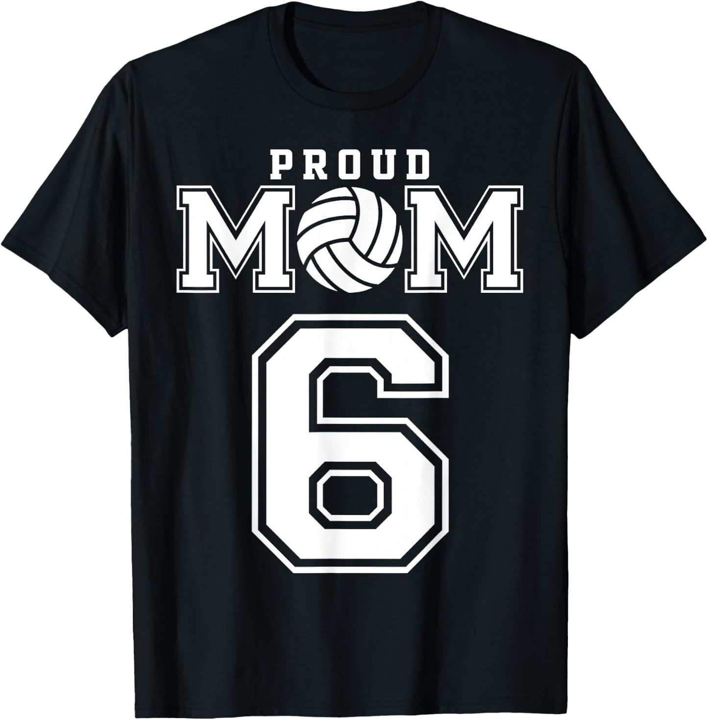 Custom Proud Volleyball Mom Number 6 Personalized Women T-Shirt - T-Shirt | Black