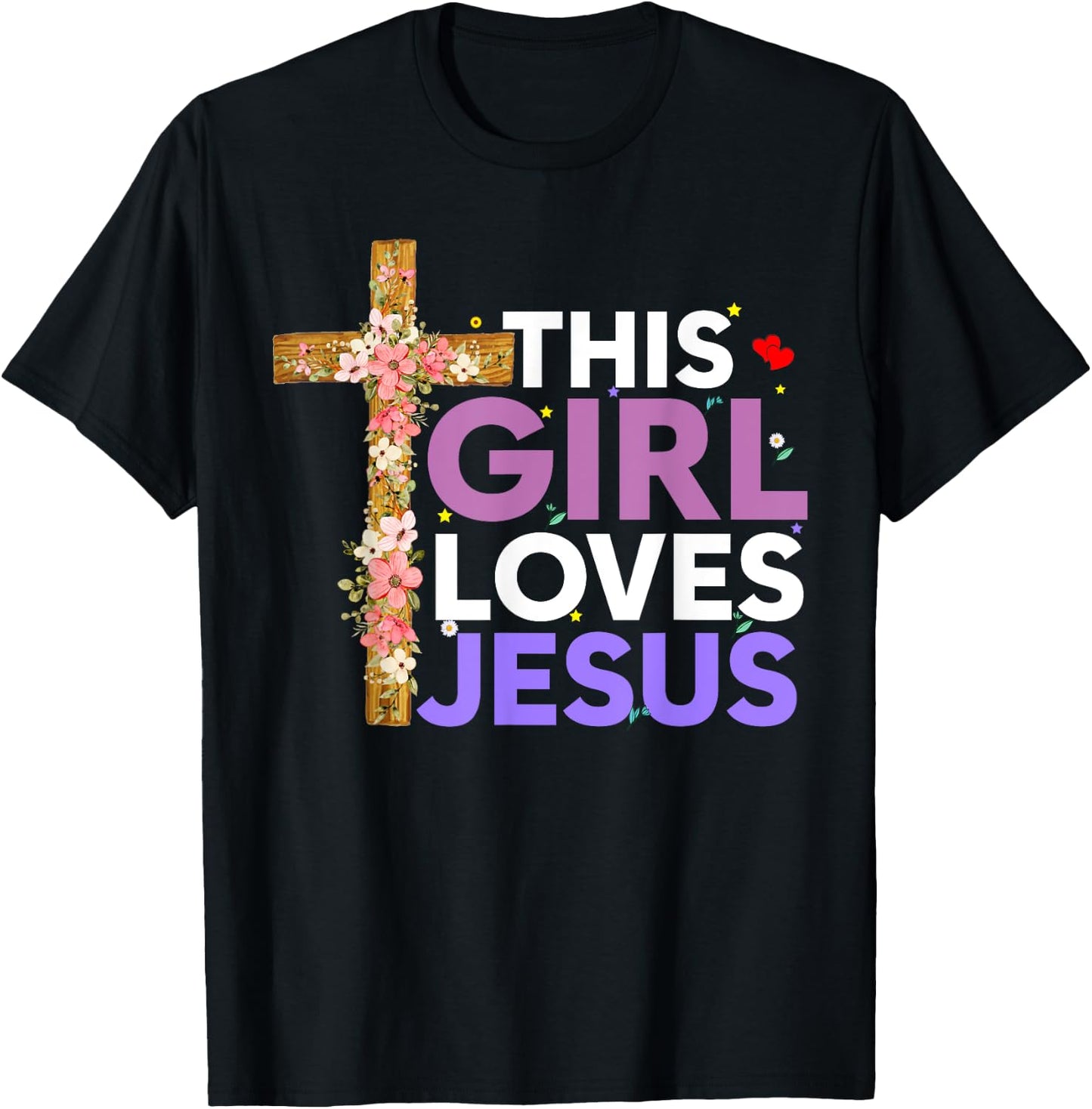This Girl Loves Jesus Cute Christian Girl Jesus T-Shirt - T-Shirt | Black