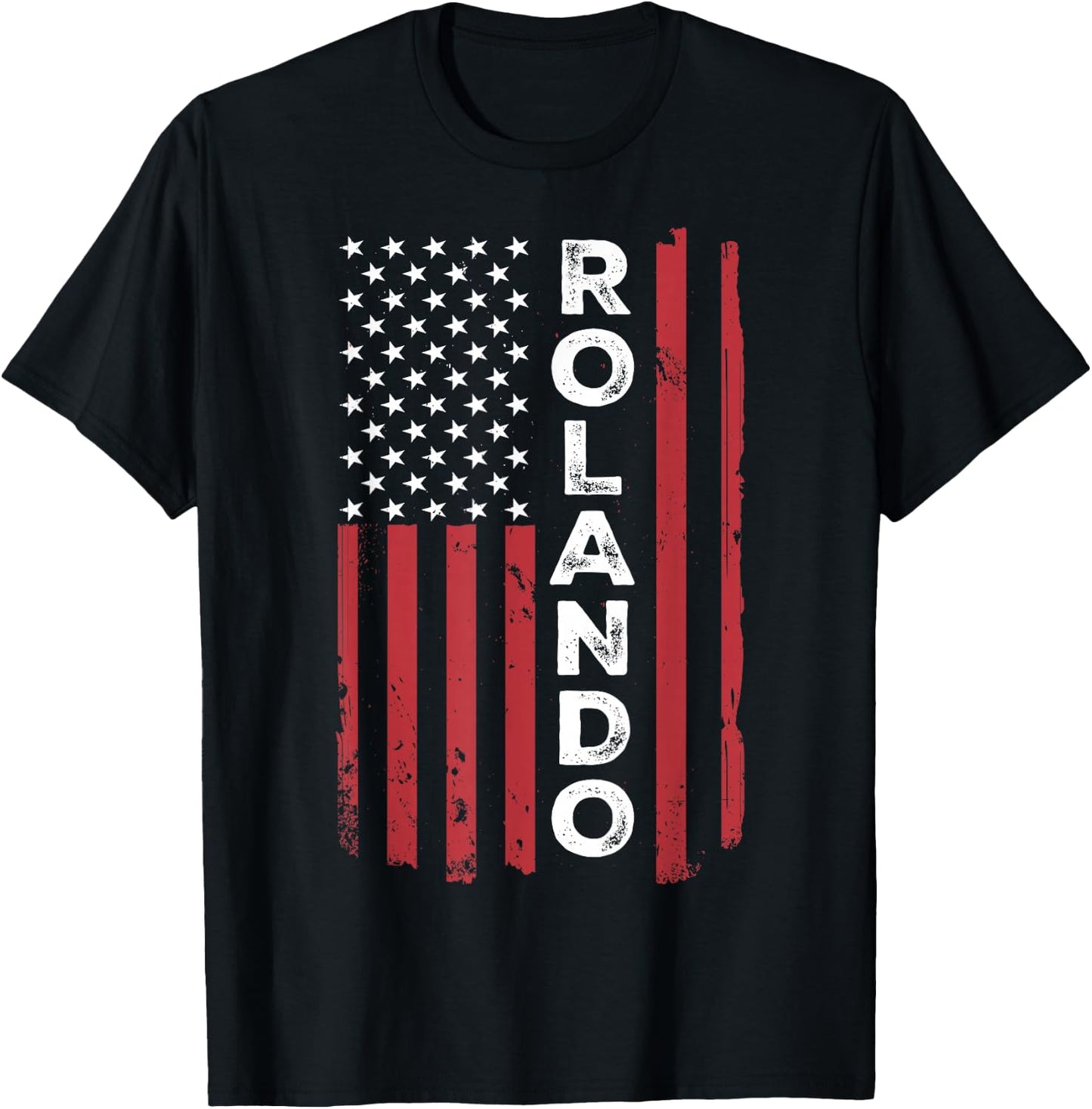 Rolando USA Flag American Flag Patriotic T-Shirt - T-Shirt | Black