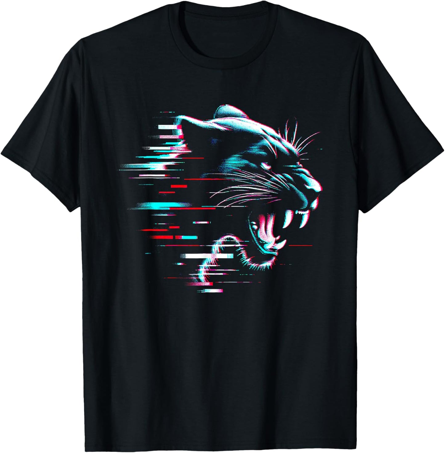 Black Panther Glitch - Vintage Panther Wild Animal Lover T-Shirt - T-Shirt | Black