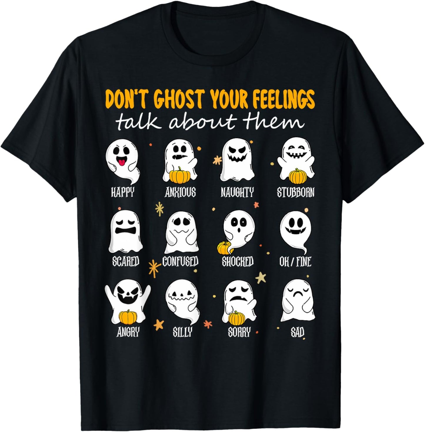 Halloween School Counselor Don't Ghost Your Feeling Teacher T-Shirt - T-Shirt | Black