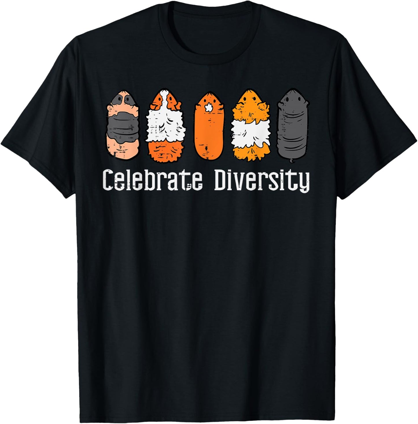Guinea Pig Breeds Celebrate Diversity Cavy Men Women Kids T-Shirt - T-Shirt | Black