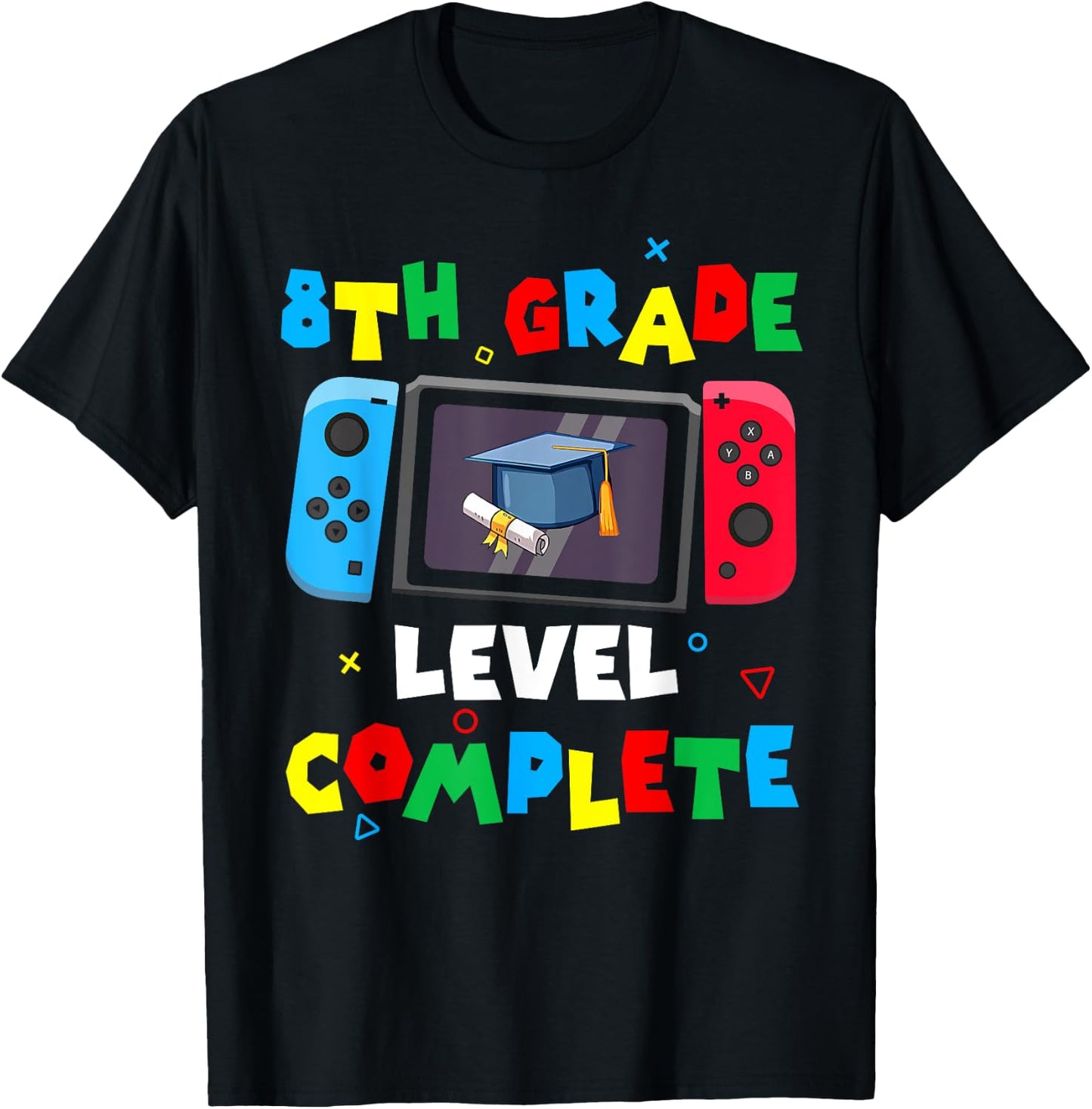 Game Controller Level 8th Grade Complete Boys Graduation T-Shirt - T-Shirt | Black