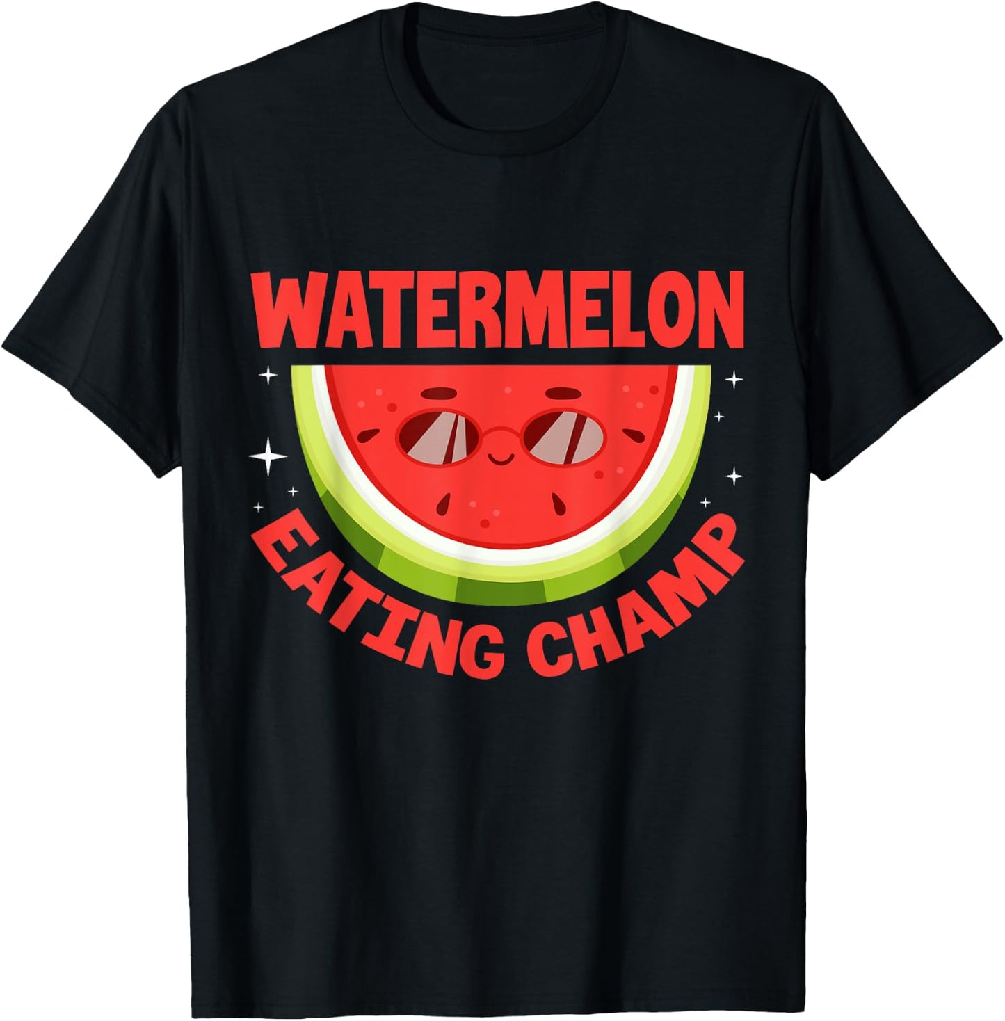 Watermelon Eating Champ Funny Watermelon Kawaii T-Shirt - T-Shirt | Black