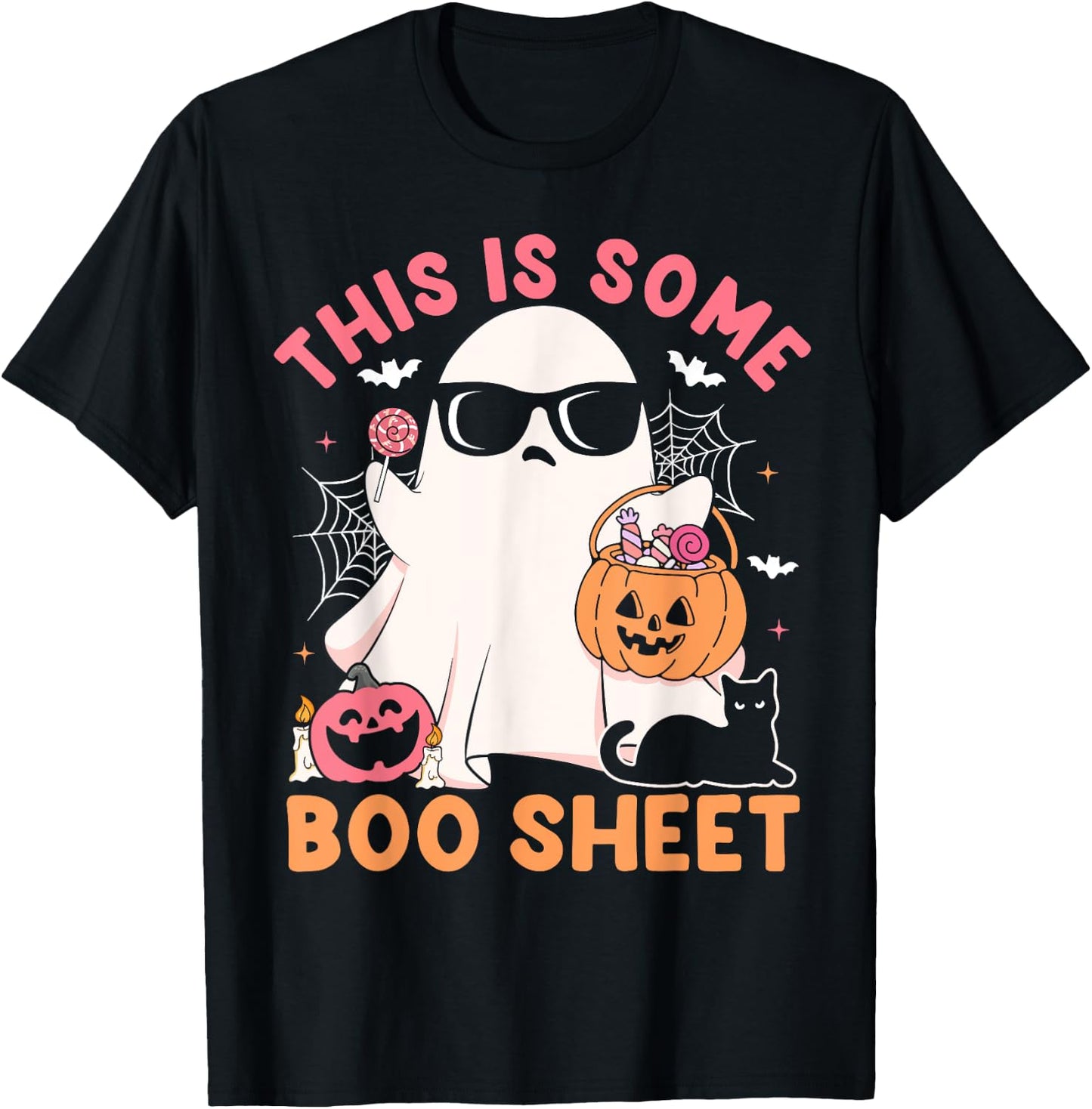 This Is Some Boo Sheet Cute Ghost Retro Halloween Costume T-Shirt - T-Shirt | Black