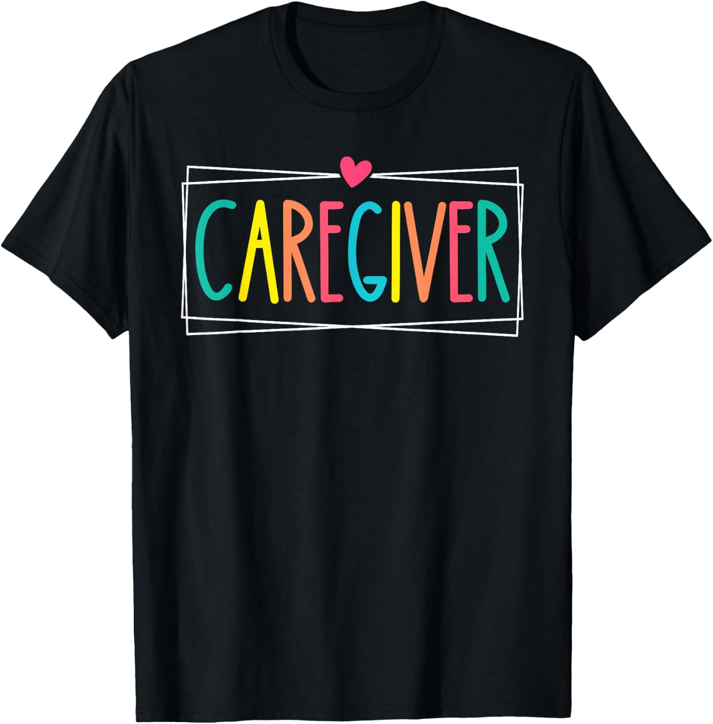 Caregiver Retro Care Giver Appreciation Heart Men T-Shirt - T-Shirt | Black