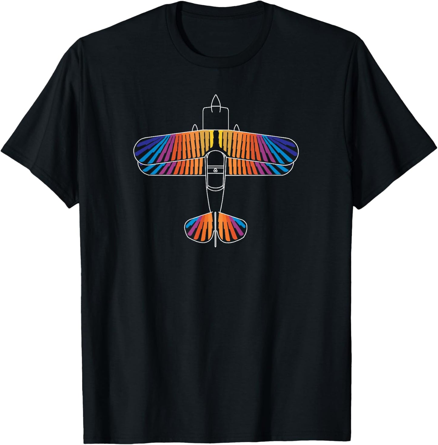 The Rainbow Eagle: Aerobatic Biplane Airplane FRONT ONLY T-Shirt - T-Shirt | Black