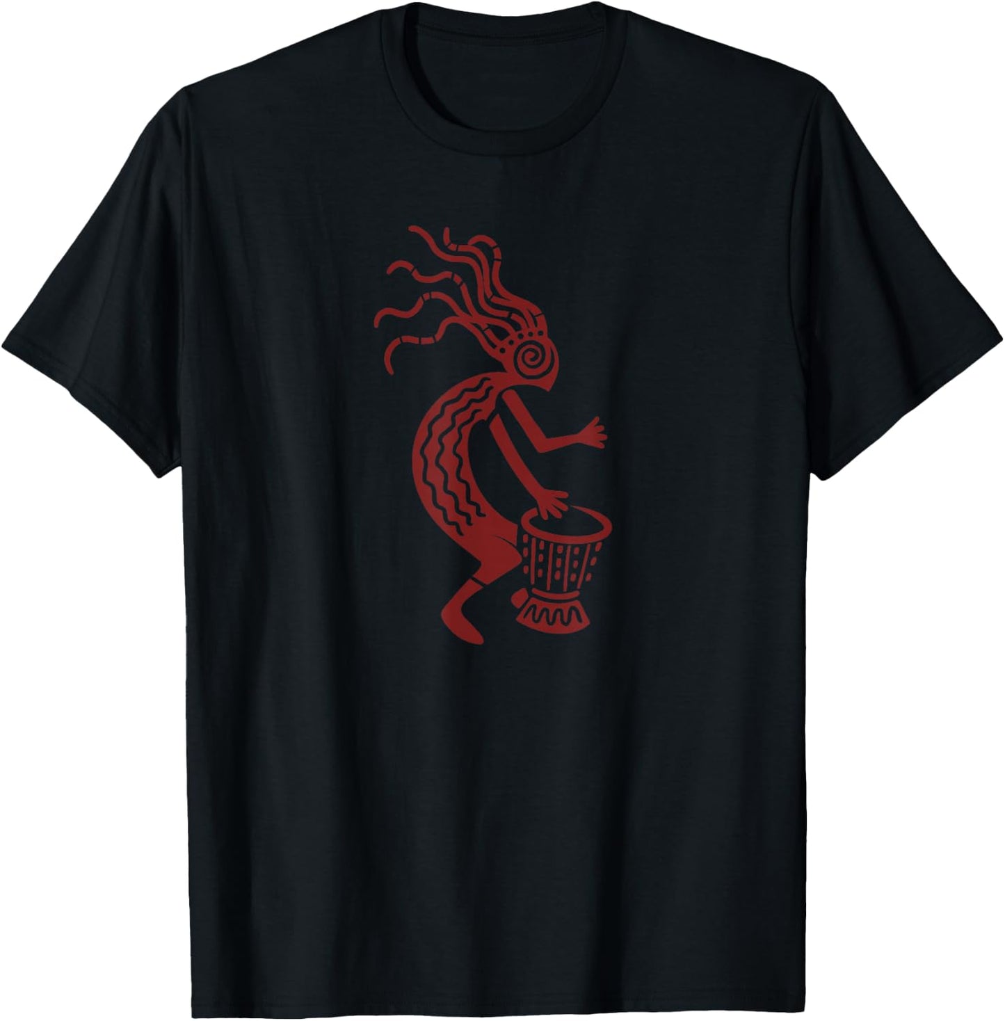 Kokopelli with Drum God Symbol of Fertility and Joy T-Shirt - T-Shirt | Black