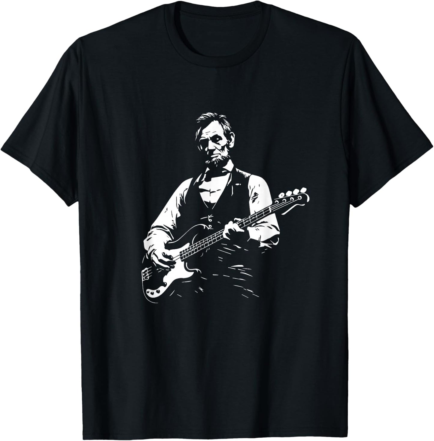President Lincoln Playing a Four-String Bass Guitar T-Shirt - T-Shirt | Black